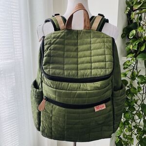 Maman Classic Edition Diaper Bag in Basil Green Quilted Wipe Clean 10 Pockets